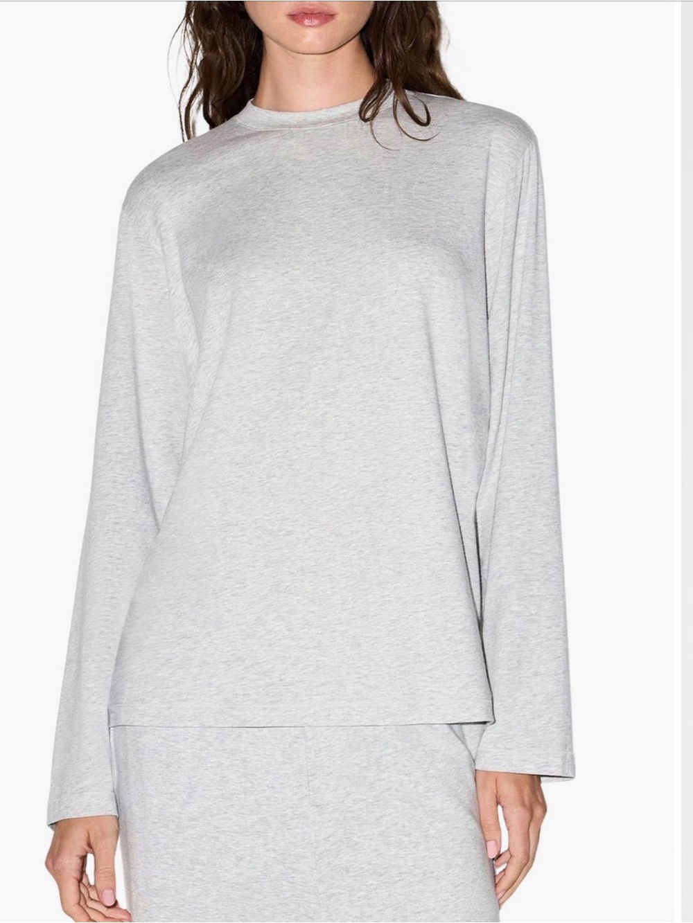 SKIMS Boyfriend Long Sleeve Tee Heather Gray Size M Lounge Basic Soft Stretch